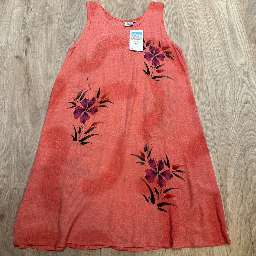 Makai Beach Hawaii Caftan OS Floral Beach Cover Up Tunic‎ Dress Resort Wear